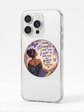 HAND CRAFTED Chronic Pain Warrior Clear Sticker Unstoppable Purple Butterfly 3"